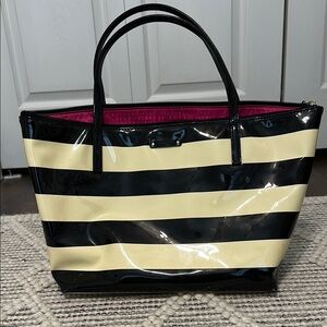 Black and Cream Striped Tote Bag